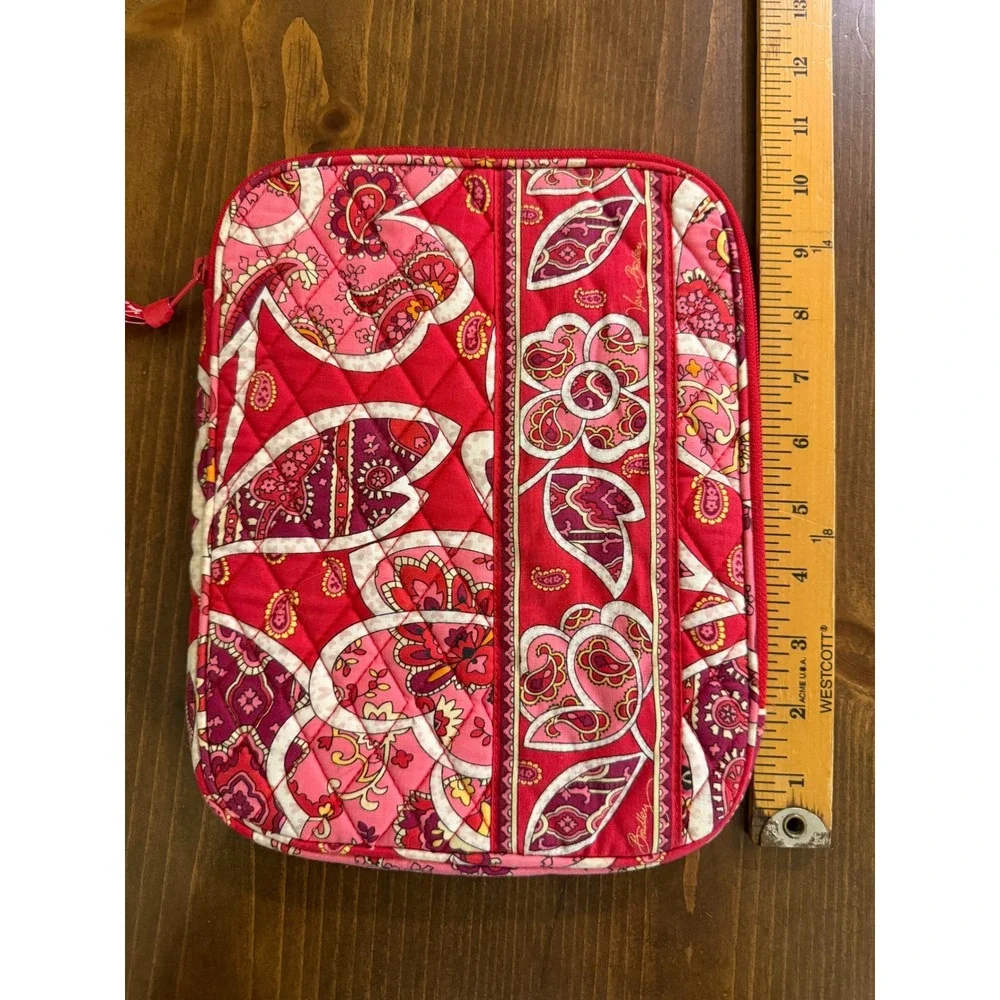 Vera Bradley Raspberry Fizz Quilted Tablet Sleeve Paisley Zip Case Pink Red